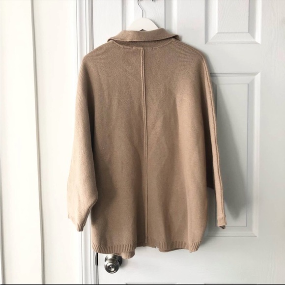 Zara Beige Oversized Knit Button Down Shacket Relaxed Sleeves - Picture 9 of 10